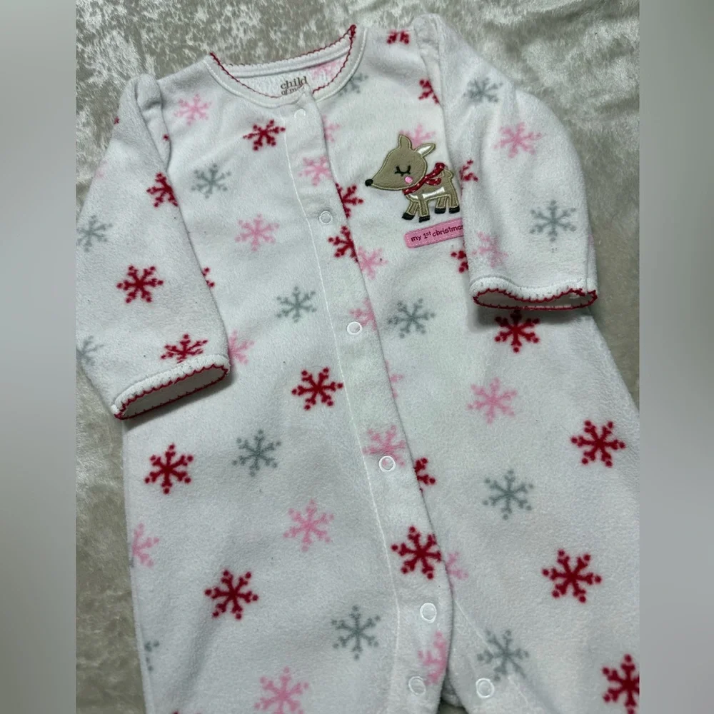 Carter’s | Baby Girl Festive Snowflake Fleece Footed Pajama | 6-9M